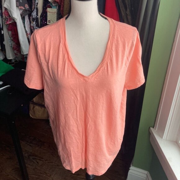 Women's George Peach V-Neck T-Shirt Size XL - Picture 2 of 4